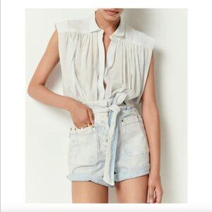 SESSÙN - Ora Cut Sleeveless Shirt - NWT - L- Ice Blue